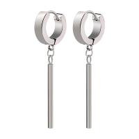 Titanium Steel Huggie Hoop Drop Earring, titanium hoop earring, Vacuum Plating, for woman, silver color, 44mm, Sold By Pair