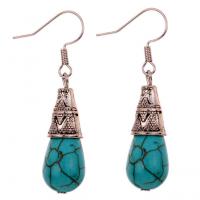 Turquoise Earring Zinc Alloy with turquoise zinc alloy earring hook for woman mixed colors 6-45mm Sold By Pair