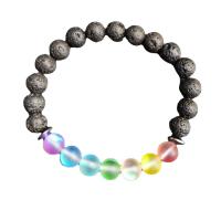 Gemstone Bracelets, Lava, with Labradorite & Hematite, Unisex & enamel, more colors for choice, Length:Approx 21 cm, Sold By PC