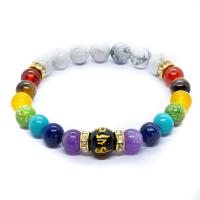 Gemstone Bracelets, Natural Stone, with Tibetan Style, Unisex & enamel & with rhinestone, more colors for choice, 8mm, Length:Approx 21 cm, Sold By PC