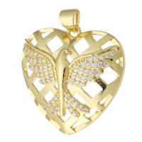 Cubic Zirconia Micro Pave Brass Pendant, Heart, gold color plated, fashion jewelry & DIY & micro pave cubic zirconia, golden, 25x25x6mm, Hole:Approx 3mm, 10PCs/Lot, Sold By Lot