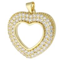 Cubic Zirconia Micro Pave Brass Pendant, Heart, gold color plated, fashion jewelry & DIY & micro pave cubic zirconia, golden, 25x25x3.50mm, Hole:Approx 3mm, 10PCs/Lot, Sold By Lot