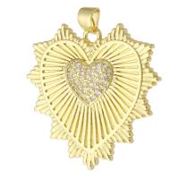 Cubic Zirconia Micro Pave Brass Pendant, Heart, gold color plated, fashion jewelry & DIY & micro pave cubic zirconia, golden, 30x30x3mm, Hole:Approx 3mm, 10PCs/Lot, Sold By Lot