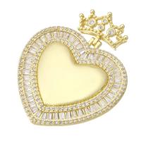 Cubic Zirconia Micro Pave Brass Pendant, Heart, gold color plated, fashion jewelry & DIY & micro pave cubic zirconia, golden, 39x31x4mm, Hole:Approx 1mm, 10PCs/Lot, Sold By Lot