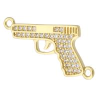 Цирконий Micro Pave Латунный разъем, Латунь, пистолет, плакирован золотом, ювелирные изделия моды & DIY & инкрустированное микро кубического циркония, Золотой, 23x17x2mm, отверстие:Приблизительно 1.5mm, 10ПК/Лот, продается Лот