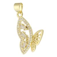 Cubic Zirconia Micro Pave Brass Pendant, Butterfly, gold color plated, fashion jewelry & DIY & micro pave cubic zirconia, golden, 16x22x3mm, Hole:Approx 3mm, 10PCs/Lot, Sold By Lot