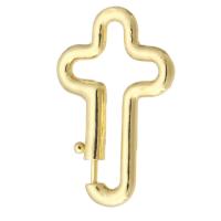 Brass Spring Buckle, Cross, gold color plated, fashion jewelry & DIY, golden, 14x22x2mm, 10PCs/Lot, Sold By Lot