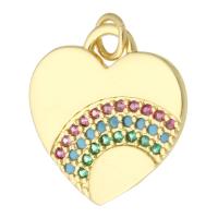 Cubic Zirconia Micro Pave Brass Pendant, gold color plated, fashion jewelry & DIY & micro pave cubic zirconia, multi-colored, 18x19x2mm, Hole:Approx 3mm, 10PCs/Lot, Sold By Lot