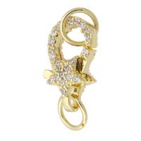 Brass Lobster Clasp gold color plated fashion jewelry & DIY & micro pave cubic zirconia golden 19mm Approx 5mm Sold By Lot