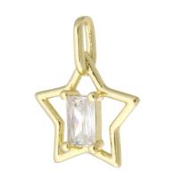 Cubic Zirconia Micro Pave Brass Pendant, Star, gold color plated, fashion jewelry & DIY & micro pave cubic zirconia, golden, 12x15x3mm, Hole:Approx 2mm, 10PCs/Lot, Sold By Lot