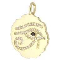 Cubic Zirconia Micro Pave Brass Pendant, gold color plated, fashion jewelry & DIY & micro pave cubic zirconia, golden, 19x25x3mm, Hole:Approx 3mm, 10PCs/Lot, Sold By Lot