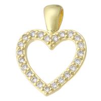 Cubic Zirconia Micro Pave Brass Pendant Heart gold color plated fashion jewelry & DIY & micro pave cubic zirconia golden Approx 2mm Sold By Lot