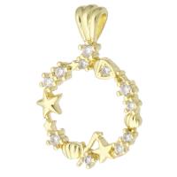 Cubic Zirconia Micro Pave Brass Pendant, gold color plated, fashion jewelry & DIY & micro pave cubic zirconia, golden, 17x23x2mm, Hole:Approx 2mm, 10PCs/Lot, Sold By Lot