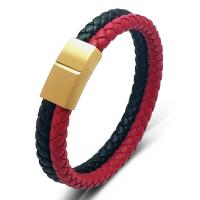 Bracelets cordon PU, Acier titane, avec cuir PU, bijoux de mode & unisexe & normes différentes pour le choix & givré, 6x2mm, Vendu par PC