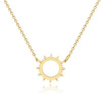 Titanium Steel Necklace Sun real gold plated fashion jewelry & for woman 16mm Length 55 cm Sold By PC