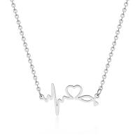 Titanium Steel Necklace, Electrocardiographic, Vacuum Plating, fashion jewelry & different size for choice & different styles for choice & for woman, more colors for choice, 45x26,  20x30, Length:55 cm, Sold By PC