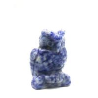Blue Speckle Stone enfeites, Coruja, esculpidas, unissex, azul, 20x30x48mm, vendido por PC