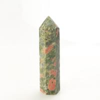 Unakite Point Decoration, Conical, Carved, Unisex, green, 50-90mm, Sold By PC