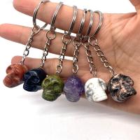 Gemstone Key Clasp with Zinc Alloy Skull silver color plated Sold By PC