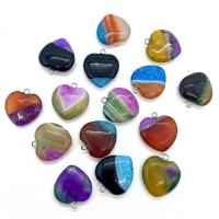 Lace Agate Pendants with Zinc Alloy Heart silver color plated DIY mixed colors 20mm Sold By PC
