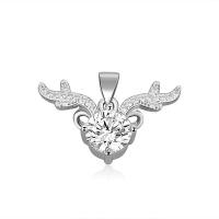 Rhinestone Brass Pendants, Deer, silver color plated, different styles for choice & for woman & with rhinestone, silver color, nickel, lead & cadmium free, 25x15mm, Sold By PC