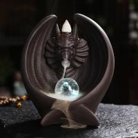 Backflow Incense Burner, Purple Clay, handmade, for home and office & durable & with LED light, 120x80x141mm, Sold By PC
