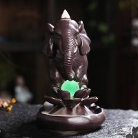 Backflow Incense Burner, Purple Clay, handmade, for home and office & durable & with LED light, 156x91x144mm, Sold By PC