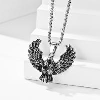 Stainless Steel Jewelry Necklace, 304 Stainless Steel, Eagle, machine polished, With Pendant & fashion jewelry & polished & for man & blacken, original color, 48x43mm, Length:60 cm, Sold By PC