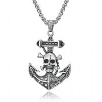 Stainless Steel Jewelry Necklace, 304 Stainless Steel, Anchor, machine polished, With Pendant & fashion jewelry & polished & for man & blacken, original color, 51x36mm, Length:60 cm, Sold By PC