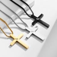 Stainless Steel Jewelry Necklace 304 Stainless Steel Cross Vacuum Ion Plating With Pendant & fashion jewelry & polished & Unisex Length 60 cm Sold By PC