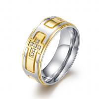 Anel de dedo de aço inoxidável, Aço inoxidável 304, forma de anel, joias de moda & polido & unissex & tamanho diferente para a escolha & com strass, Mais cores pare escolha, Buraco:Aprox 2mm, vendido por PC