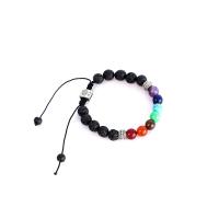 Gemstone Bracelets Lava with Rainbow Stone with 2.95inch extender chain fashion jewelry & Unisex & anti-fatigue 8mm Length Approx 7.09 Inch Sold By PC