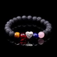 Couple Bracelet and Bangle, Lava, with Gemstone & Tibetan Style, fashion jewelry & different materials for choice & Unisex & radiation protection, 8mm, Sold Per Approx 7.48 Inch Strand