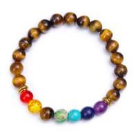 Gemstone Bracelets, Tiger Eye, with Rainbow Stone, fashion jewelry & Unisex & radiation protection, 8mm, Sold Per Approx 7.48 Inch Strand