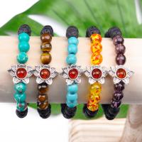 Gemstone Bracelets, Lava, with Gemstone & Tibetan Style, fashion jewelry & different materials for choice & Unisex & radiation protection, 8mm, Sold Per Approx 7.48 Inch Strand