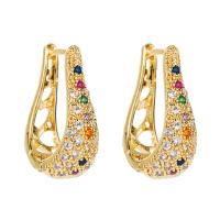 Cubic Zirconia Micro Pave Brass Earring, 18K gold plated, fashion jewelry & micro pave cubic zirconia & for woman, nickel, lead & cadmium free, 15x20mm, Sold By Pair