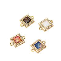 Cubic Zirconia Micro Pave Brass Connector, Square, plated, DIY & micro pave cubic zirconia & 1/1 loop, more colors for choice, nickel, lead & cadmium free, 9x13mm, 10PCs/Lot, Sold By Lot