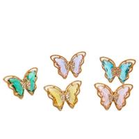 Crystal Earrings, Brass, with Crystal, Butterfly, plated, fashion jewelry & micro pave cubic zirconia & for woman, more colors for choice, nickel, lead & cadmium free, 15x21mm, 10Pairs/Lot, Sold By Lot