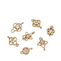 Cubic Zirconia Micro Pave Brass Connector Flower plated DIY & micro pave cubic zirconia & 1/1 loop nickel lead & cadmium free Sold By Lot