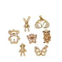 Cubic Zirconia Micro Pave Brass Pendant, Animal, gold color plated, DIY & different styles for choice & micro pave cubic zirconia, more colors for choice, nickel, lead & cadmium free, 10PCs/Lot, Sold By Lot
