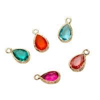 Crystal Pendants Brass with Crystal Teardrop gold color plated DIY nickel lead & cadmium free Sold By Lot