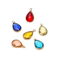 Crystal Pendants, Brass, with Crystal, Teardrop, gold color plated, DIY, more colors for choice, nickel, lead & cadmium free, 10x18mm, 10PCs/Lot, Sold By Lot
