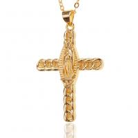 Brass Necklace Cross gold color plated for woman Length Approx 17.7 Inch Sold By PC