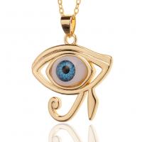 Brass Necklace, with Plastic, gold color plated, with eye pattern & for woman, 28x35mm, Length:Approx 17.7 Inch, Sold By PC