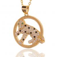 Cubic Zircon Micro Pave Brass Necklace gold color plated for woman & hollow Length Approx 17.7 Inch Sold By PC
