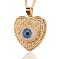 Ожерелья из латуни, Латунь, с пластик, Сердце, плакирован золотом, Женский, 25x30mm, длина Приблизительно 17.7 дюймовый, продается PC