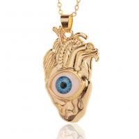 Brass Necklace, with Plastic, gold color plated, with eye pattern & for woman, 22x40mm, Length:Approx 17.7 Inch, Sold By PC