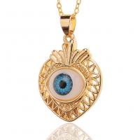 Ожерелья из латуни, Латунь, с пластик, плакирован золотом, с рисунком глаз & Женский, 22x32mm, длина:Приблизительно 17.7 дюймовый, продается PC