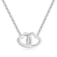 Titanium Steel Necklace with 1.97inch extender chain Heart Vacuum Ion Plating fashion jewelry & for woman & with rhinestone Length Approx 17.72 Inch Sold By PC