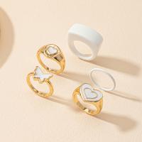 Cink Alloy Ring Set, Cink ötvözet, arany színű aranyozott, 5 darab & divat ékszerek & a nő, nikkel, ólom és kadmium mentes, Által értékesített Set